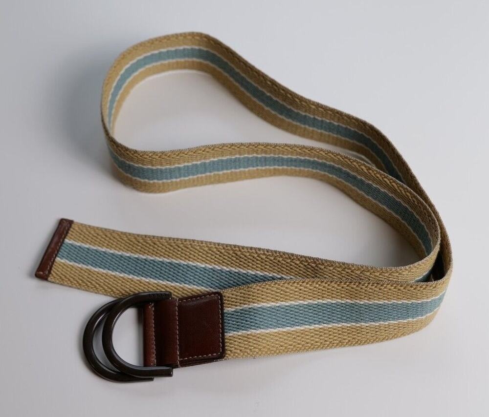Gucci Vintage Beige Light Blue Stripe Belt IT38